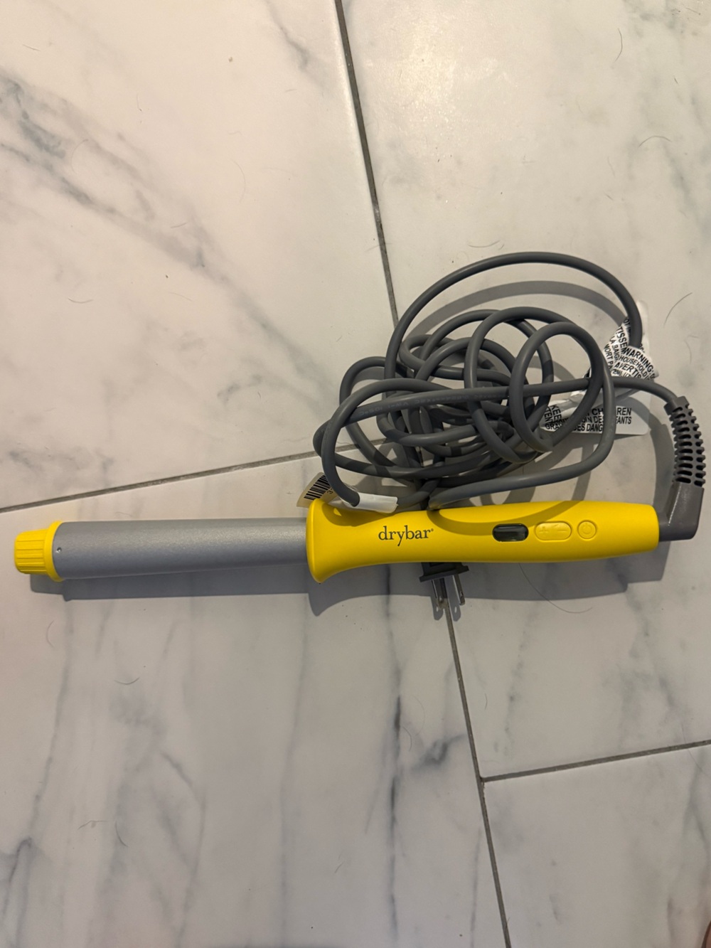 Drybar Yellow Curling Wand with Gray Cord